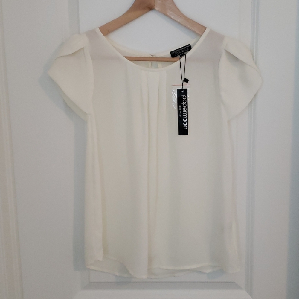 Papermoon Cream Cap Sleeve Blouse Petite